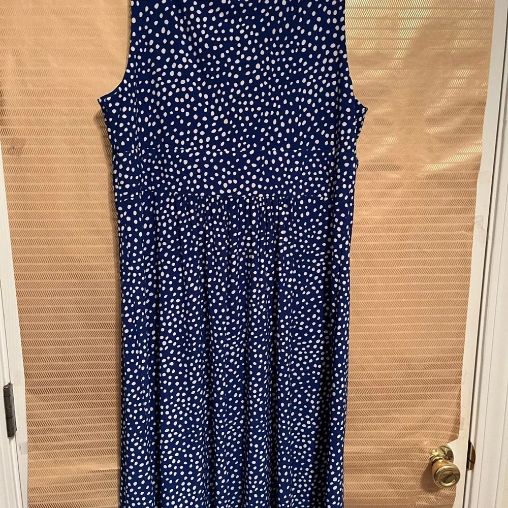 CHAPS~RL SLEEVELESS DRESS~BLUE~LG - Picture 3 of 8